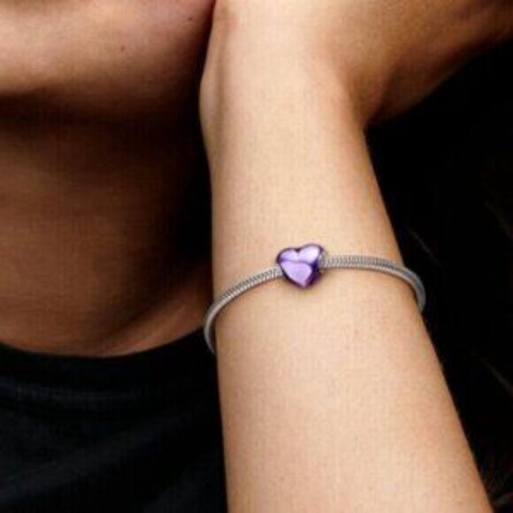 Pandora Metallic Purple Heart Charm - Picture 5 of 5